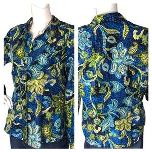 Chico's Large (LG) Silk Beautiful Mosaic Blouse